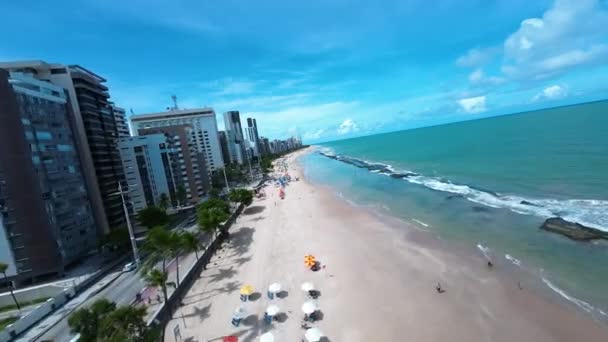 Praia Boa Viagem Recife Pernambuco Brasil Paisagem Paisagem Urbana Downtown — Vídeo de Stock