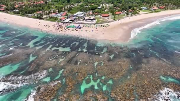 Spiaggia Cupe Porto Polli Spiaggia Pernambuco Brasile Acqua Coral Reef — Video Stock