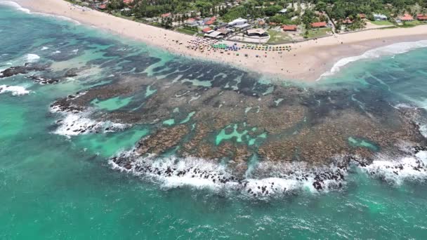 Spiaggia Cupe Porto Polli Pernambuco Brasile Coral Reef Bay Water — Video Stock