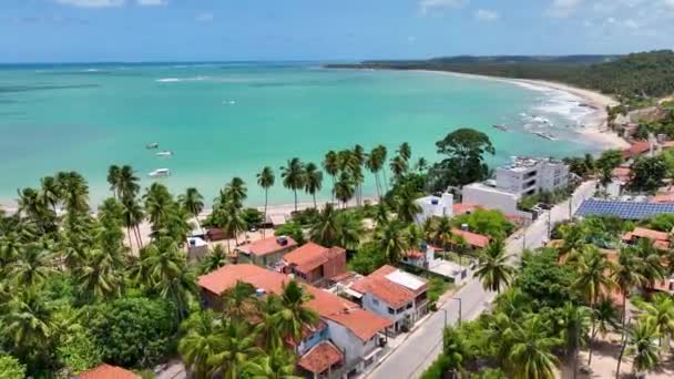 在巴西阿拉戈斯的Japaratinga海滩场景 旅游景观 加勒比背景 旅行场景 旅游目的地 滨海场景 位于巴西阿拉戈斯Japaratinga的海滩场景 — 图库视频影像