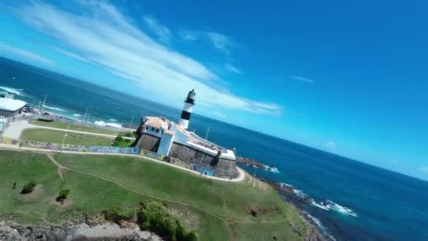 Barra Lighthouse Salvador Bahia Brazil Travel Landscape Downtown Background Tourism — Stock Video