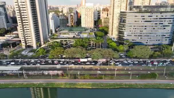Time Lapse City Downtown São Paulo Brasil Ponte Cityscape Estrada — Vídeo de Stock