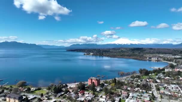 Kuststadsbild Villarrica Los Lagos Chile Kuststaden Vulkaniska Stranden Reselandskap Villarrica — Stockvideo
