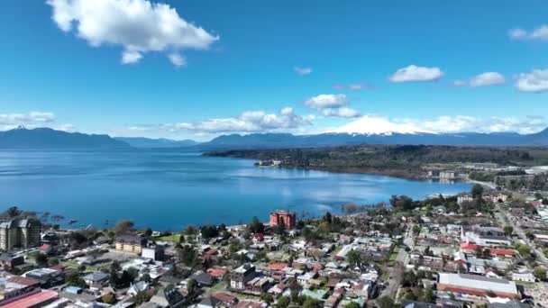 Lago Villarrica Villarrica Los Ríos Chile Ciudad Costera Paisaje Vulcanico — Vídeos de Stock