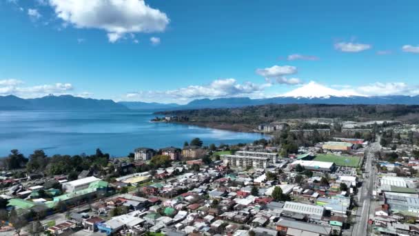 Villarrica Tengerparti Városa Los Rios Chilében Tengerparti Város Vulkanikus Táj — Stock videók