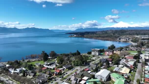 Villarrica Tengerparti Városa Los Rios Chilében Tengerparti Város Vulkanikus Táj — Stock videók