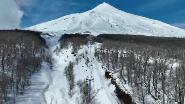 Лыжная Станция Вулкане Вильяррика Пуконе Чили Снежные Горы Лыжный Центр — стоковое видео