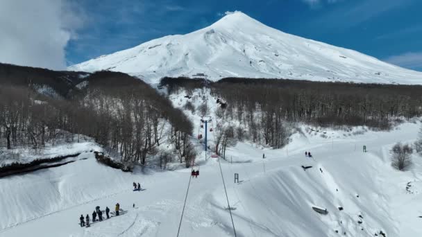 Téléphérique Villarrica Vulcan Pucon Chili Montagnes Enneigées Paysage Glaciaire Voyage — Video