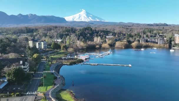 Lac Panoramique Pucon Los Rios Chili Coastal City Paysage Vulcanique — Video
