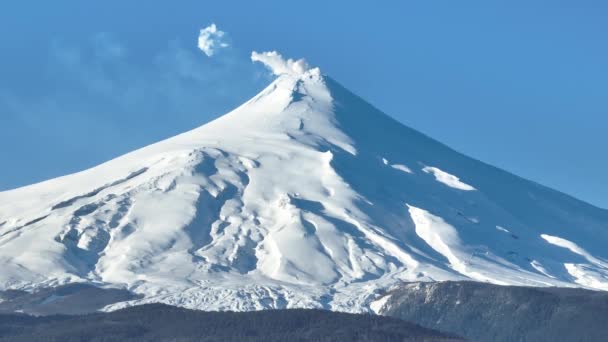 Villarrica Vulkán Puconban Los Lagos Chilében Vulkántáj Hósapkás Hegy Természet — Stock videók