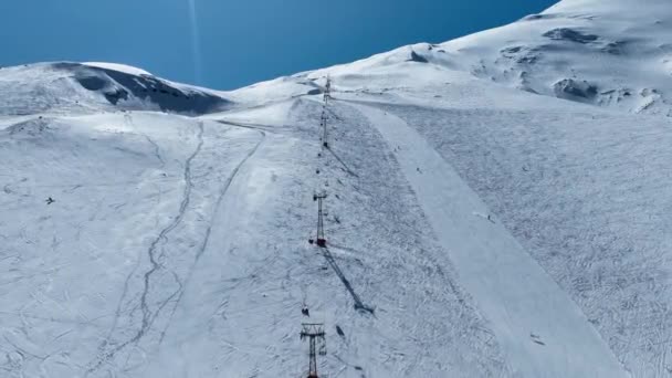 Kabelbil Osorno Vulcan Puerto Montt Chile Snöiga Berg Glaciärlandskap Puerto — Stockvideo
