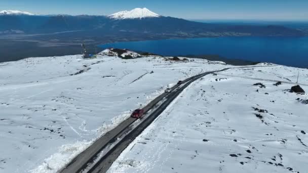 Mountain Road Osorno Los Lagos Chile Montañas Nevadas Paisaje Viaje — Vídeo de stock