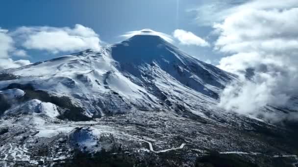 Vulcão Osorno Osorno Los Lagos Chile Vulcão Paisagem Céu Nuvens — Vídeo de Stock