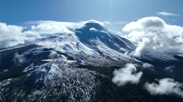 Osorno Vulkan Osorno Los Lagos Chile Vulkanlandskap Sky Clouds Bakgrund — Stockvideo
