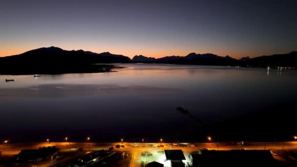 Sunset River Puerto Natales Antarktis Chile Naturlandskap Resor Bakgrund Antarktis — Stockvideo