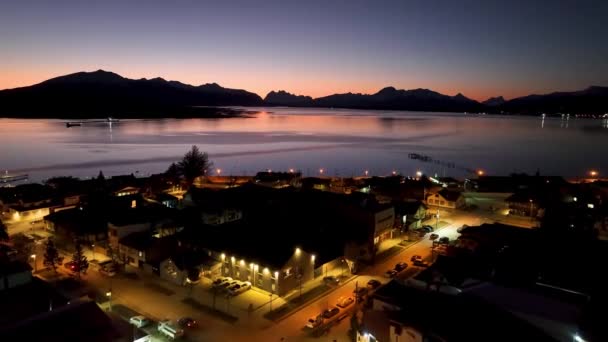 Sunrise City Puerto Natales Antartica Chile Paisaje Natural Fondo Viaje — Vídeos de Stock