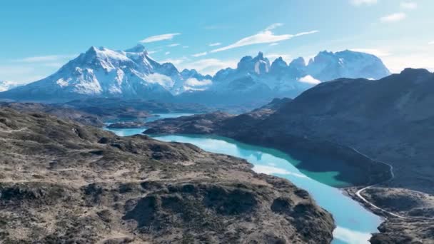 Parque Nacional Torres Del Paine Puerto Natales Chile Montanhas Nevadas — Vídeo de Stock