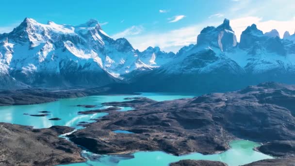 Puerto Natales Şili Deki Torres Del Paine Ulusal Parkı Karlı — Stok video