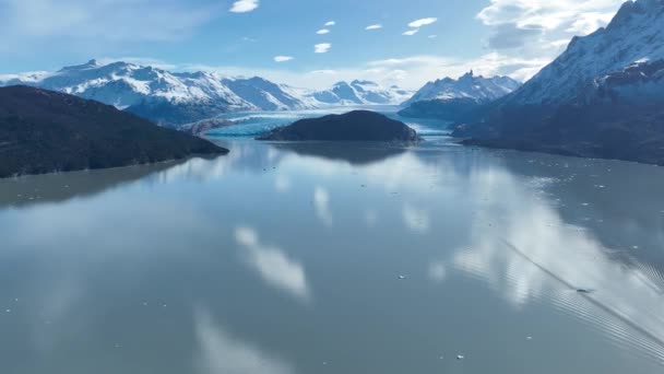 Grey Glacier Torres Del Paine Puerto Natales Chile Snowy Mountains — Stock Video