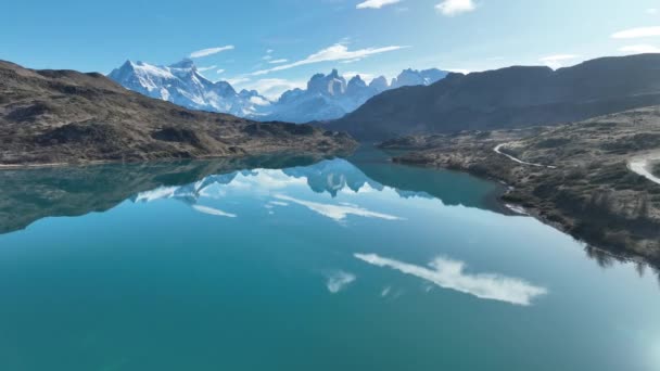 Punta Arenas Şili Deki Torres Del Paine Ulusal Parkı Karlı — Stok video