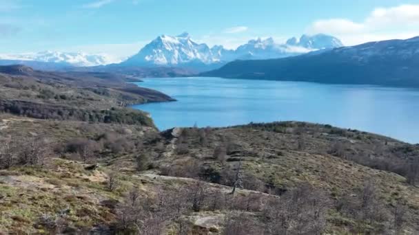 Parque Nacional Torres Del Paine Puerto Natales Chile Montañas Nevadas — Vídeos de Stock