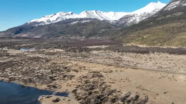 Vidéki Puerto Natales Magallanes Régióban Chile Havas Hegyek Kirándulós Táj — Stock videók
