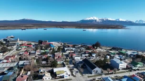 Patagonien Stadt Puerto Natales Der Antarktis Chile Naturlandschaft Reisehintergrund Antartica — Stockvideo