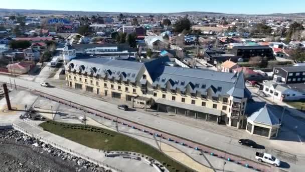 Edificio Medieval Puerto Natales Región Magallanes Chile Paisaje Antártico Vista — Vídeo de stock