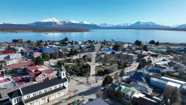 Patagonien Staden Puerto Natales Magallanesregionen Chile Antarktis Landskap Utomhusutsikt Patagoniens — Stockvideo