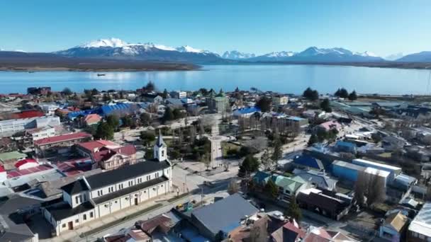 Antartika Şili Deki Puerto Natales Sahil Kasabası Doğa Manzarası Geçmişe — Stok video
