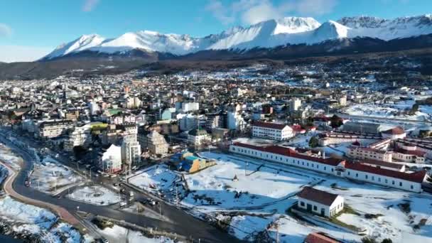 Patagonië Stad Ushuaia Fin Del Mundo Argentinië Natuurlandschap Reisachtergrond Fin — Stockvideo