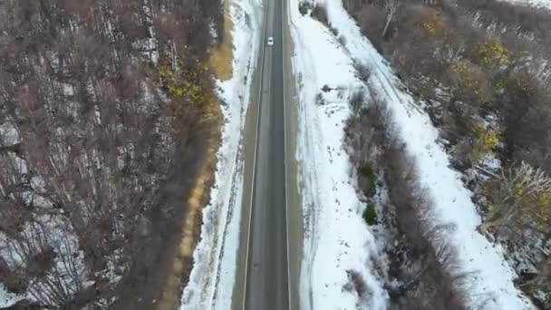 Fryst Väg Vid Ushuaia Slutet Världen Argentina Snöiga Berg Glacial — Stockvideo