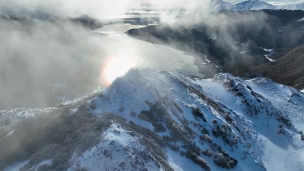 Lago Escondido Ushuaia Aleta Del Mundo Argentina Montañas Nevadas Paisaje — Vídeo de stock