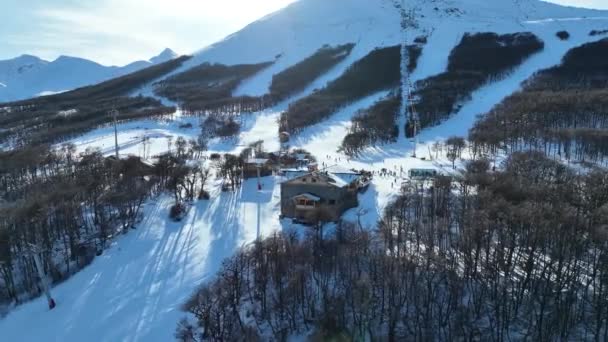Cerro Castor Στο Ushuaia Στην Tierra Del Fuego Αργεντινή Χιονισμένα — Αρχείο Βίντεο