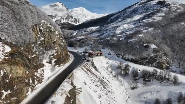 Rural Road Ushuaia Tierra Del Fuego Argentina Snowy Mountains Glacier — Stock Video