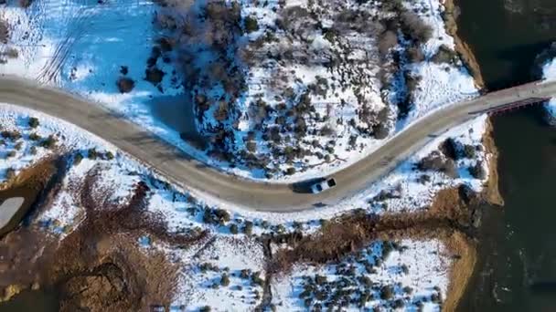 カントリーロード アット ウシュアイア フエゴ アルゼンチン スノーウィー山脈 氷河の景観 アルゼンチン フエゴ 冬の背景 — ストック動画