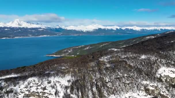 Nationalpark Bei Ushuaia Feuerland Argentinien Schneeberge Gletscherlandschaft Feuerland Argentinien Winter — Stockvideo