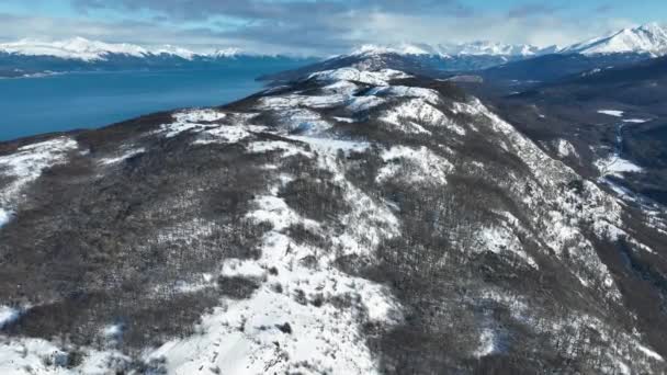 Národní Park Ushuaia Konci Světa Argentina Sněžné Hory Ledová Krajina — Stock video