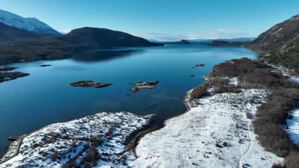 National Park Ushuaia Fin Del Mundo Argentina Snowy Mountains Nature — Stock Video