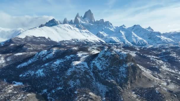 Fitz Roy Mountain Στο Chalten Στην Παταγονία Της Αργεντινής Τοπίο — Αρχείο Βίντεο
