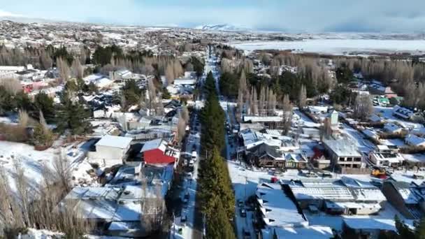 Χιονάτη Πόλη Στο Καλαφάτε Στην Παταγονία Της Αργεντινής Τοπίο Ταξιδιωτικό — Αρχείο Βίντεο