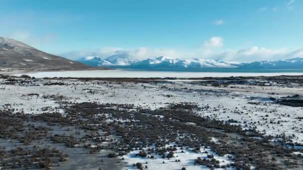 Аргентинское Озеро Эль Калафате Патагонии Аргентина Снежные Горы Пейзаж Природы — стоковое видео