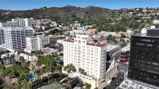 Roosevelt Hotel Los Angeles California Estados Unidos Hollywood Boulevard Scenery — Vídeos de Stock