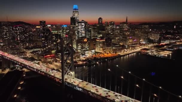Kaliforniya San Francisco Sunset City Skyline Megalopolis Şehir Merkezi Seyahati — Stok video