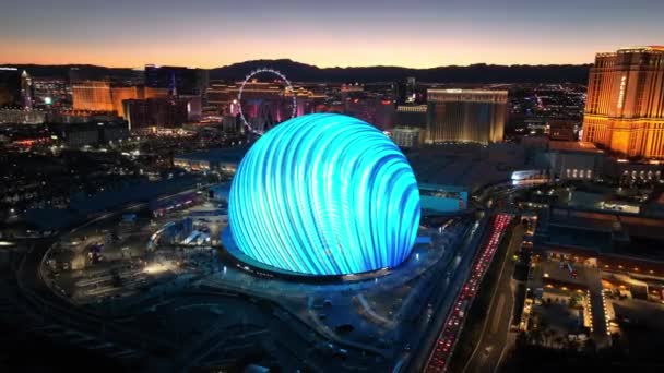Las Vegas Sphere Las Vegas Nevada Spojené Státy Slavná Noční — Stock video
