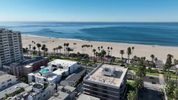Santa Monica Los Angeles California Usa Sentrumsbyens Bylandskap Rute Landemerke – stockvideo