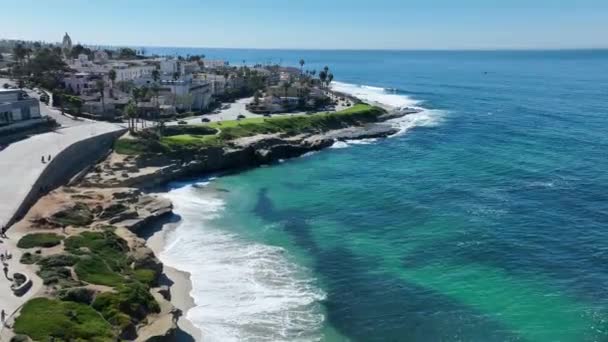 Kaliforniya San Diego Jolla Plajı Coast City Peyzajı Seascape Sahili — Stok video