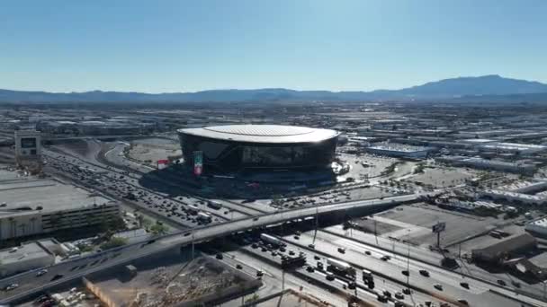 Foci Stadion Las Vegasban Nevadában Turisztikai Látványosság Megvilágított Las Vegas — Stock videók