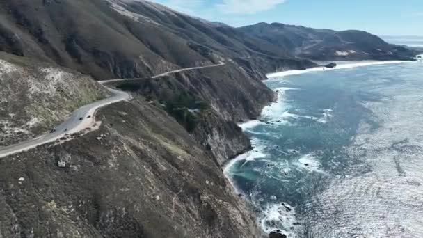 Coastal Road Highway Στην Καλιφόρνια Των Ηνωμένων Πολιτειών Ιστορική Οδική — Αρχείο Βίντεο