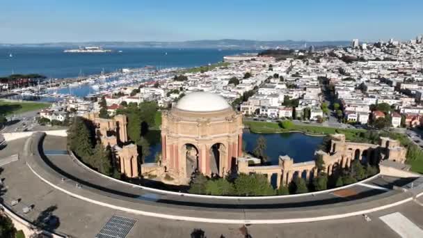 Kaliforniya San Francisco Daki Güzel Sanatlar Sarayı Highrise Nşaat Mimarisi — Stok video